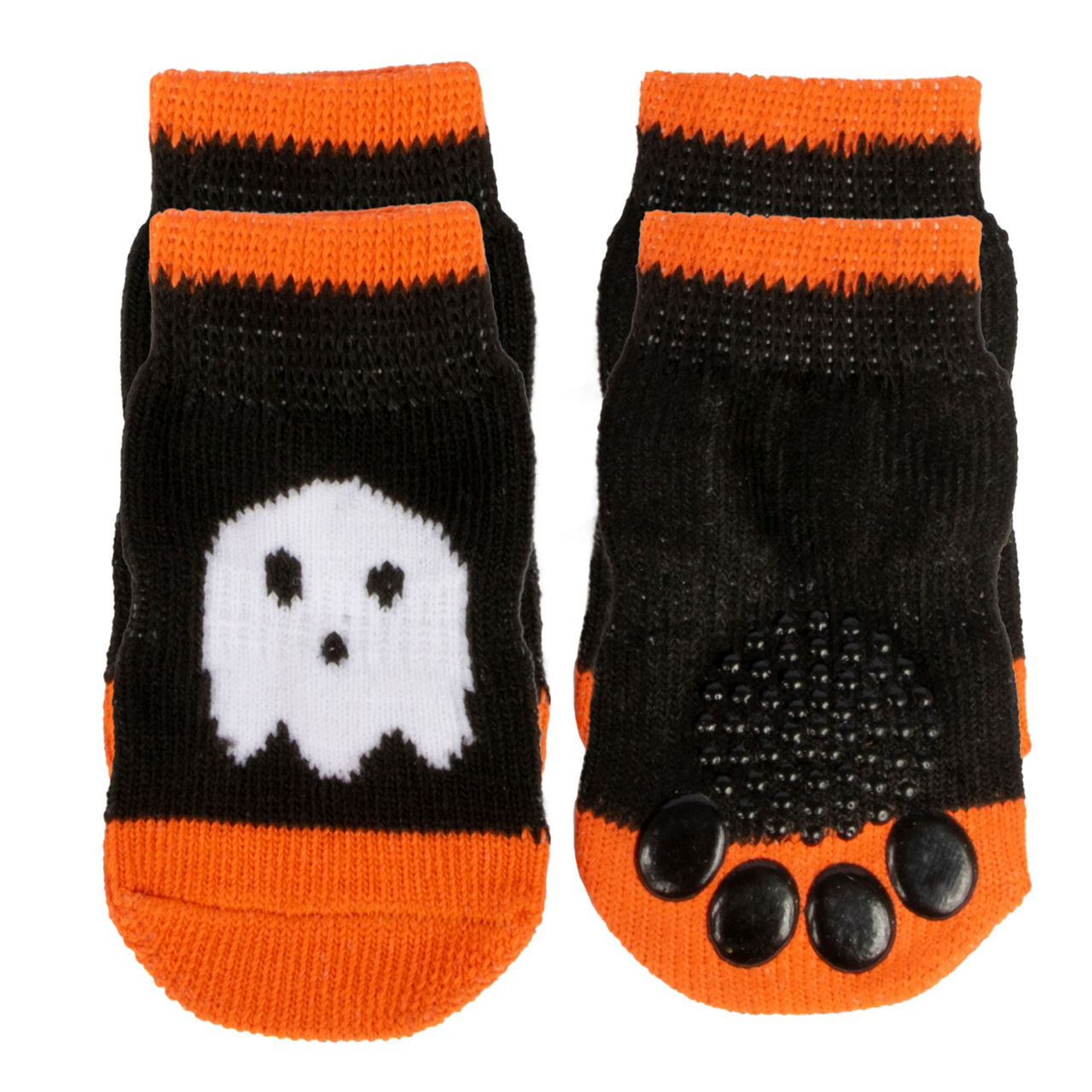 Pet Small/Medium Black & Orange Ghost Socks