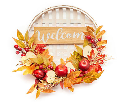 "Welcome" Apple, Berry & Leaf Wall Basket Decor