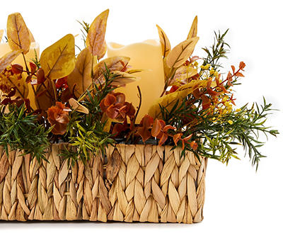Fall Floral & LED Candle Trio Centerpiece