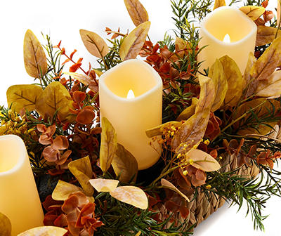 Fall Floral & LED Candle Trio Centerpiece