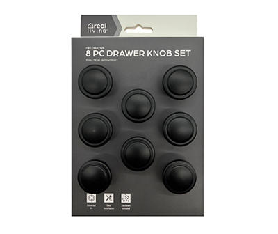 Black 8-Piece Drawer & Cabinet Knob Set
