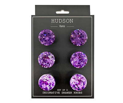 Hudson Home Purple Crystal Drawer Knobs, 6-Pack