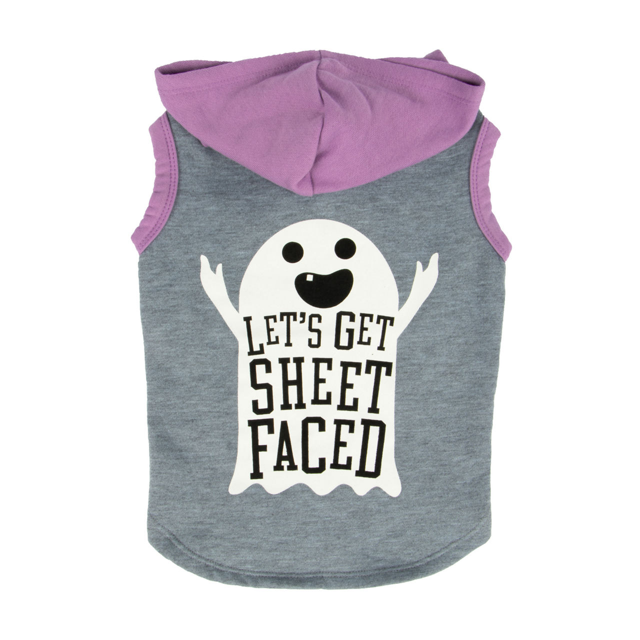 Pet Medium "Let's Get Sheet Faced" Heather Gray Ghost Hoodie