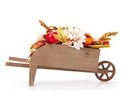 "Hello Fall" Floral Wheelbarrow Tabletop Decor