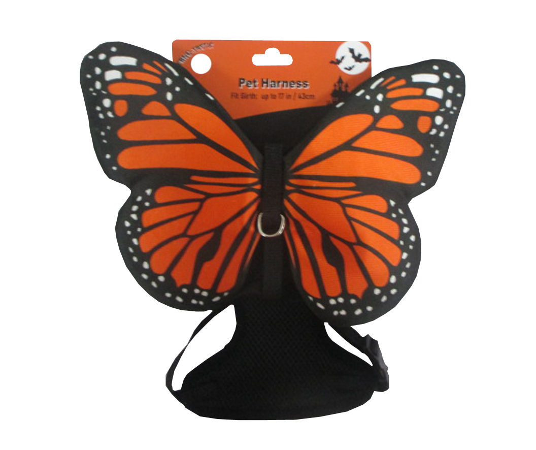 Pet Small/Medium Black & Orange Butterfly Harness
