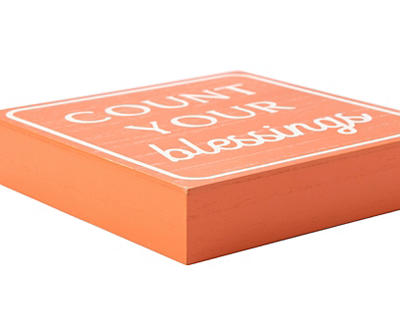 "Count Your Blessings" Distressed Orange Box Plaque
