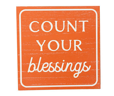 "Count Your Blessings" Distressed Orange Box Plaque