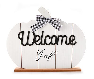"Welcome Y'all" Pumpkin Standing Tabletop Decor