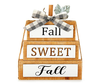 "Fall Sweet Fall" Pumpkin Block Stack Tabletop Decor