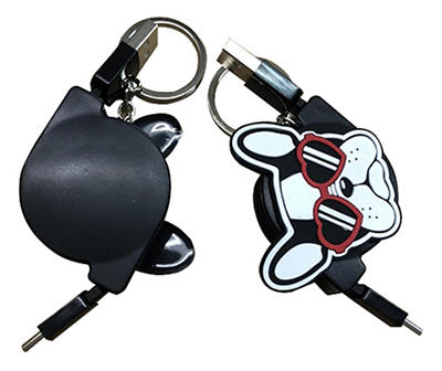 Black Sunglasses Terrier Retractable Micro USB Cable