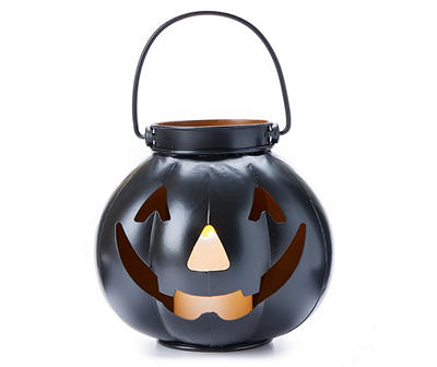 Black Metal Pumpkin LED Candle Lantern