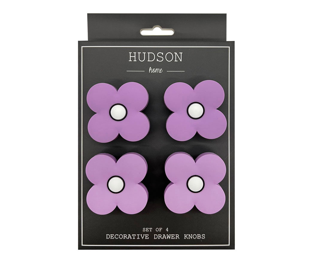 Hudson Home Purple Flower Drawer Knobs, 4Pack Big Lots