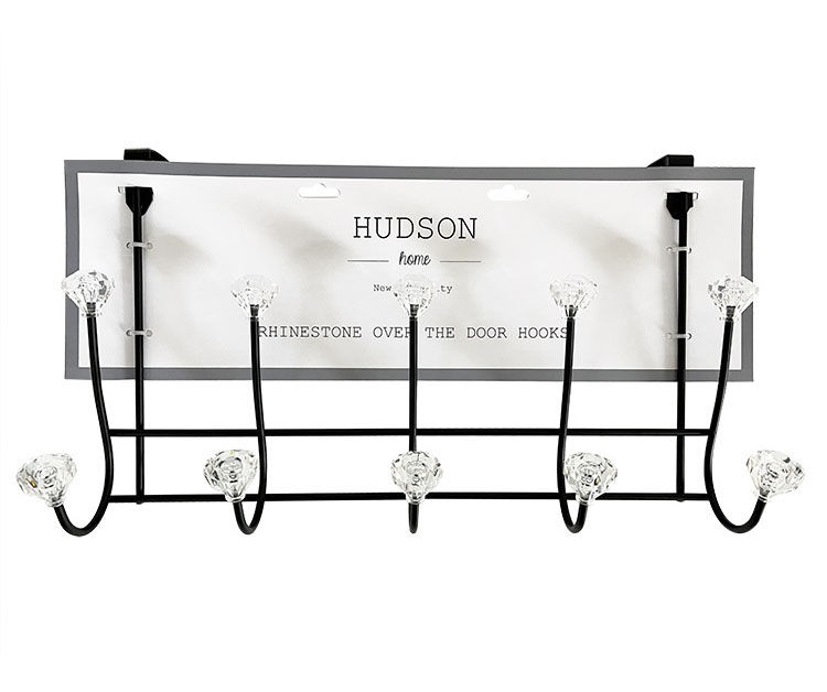 Hudson Home Black Rhinestone Over-The-Door 5-Hook Rack