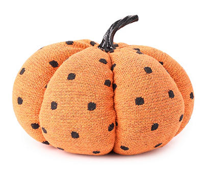6" Black Dot & Orange Fabric Pumpkin