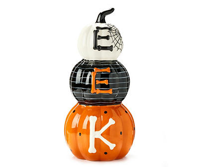 14.25" Eek Ceramic Pumpkin Stack