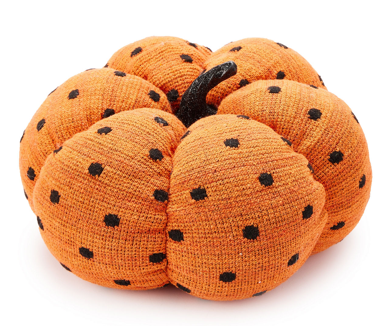 6" Orange & Black Dot Fabric Pumpkin