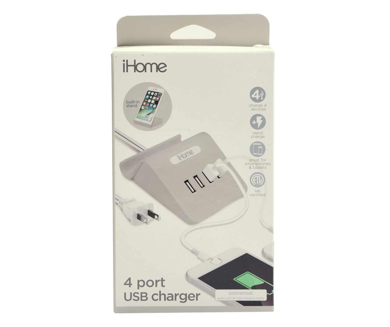 Gray 4-Port USB Desktop Phone Stand