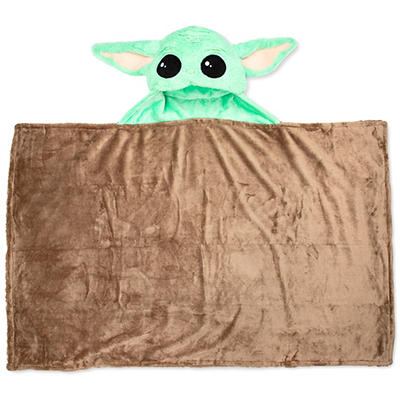 The Mandalorian Brown & Green Grogu Hooded Blanket
