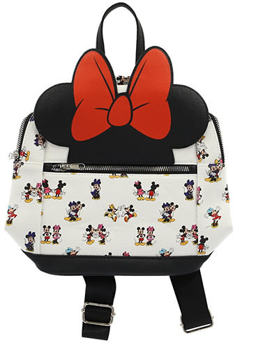 White Minnie & Mickey Pattern Ears & Bow Backpack