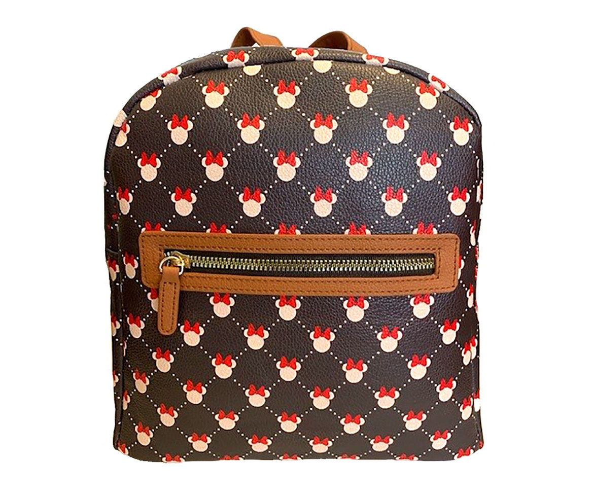 Brown & Black Minnie Head Lattice Backpack