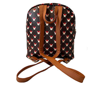 Brown & Black Minnie Head Lattice Backpack