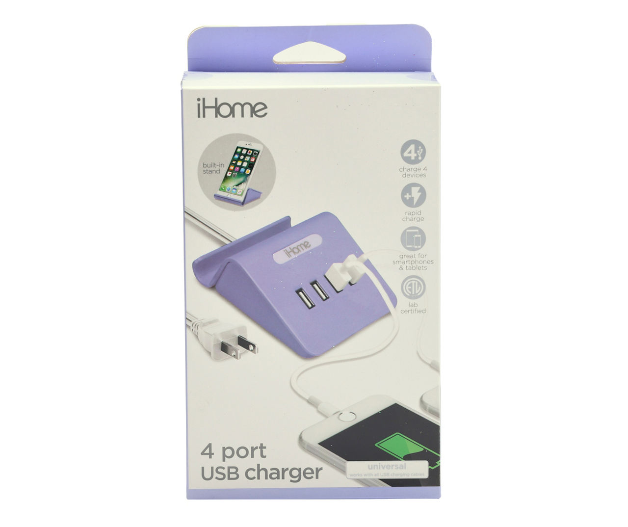 Purple 4-Port USB Desktop Phone Stand