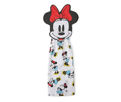 White & Black Minnie Mouse Patterned Tie Towel