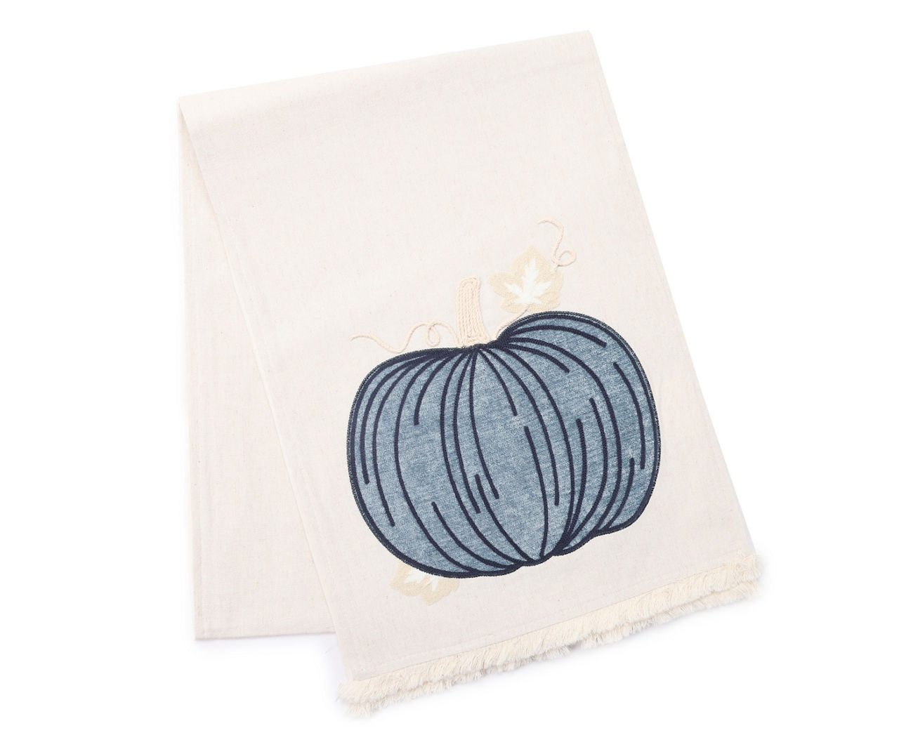 Big Lots White & Dark Green Pumpkin FringeTrim Table Runner Big Lots