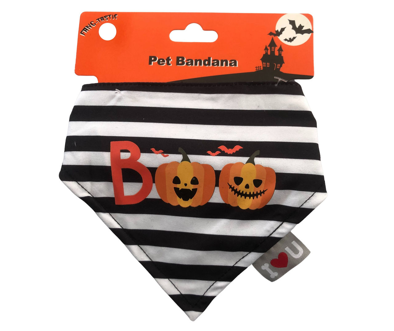 Small/Medium "Boo" Black & White Stripe Pet Bandana