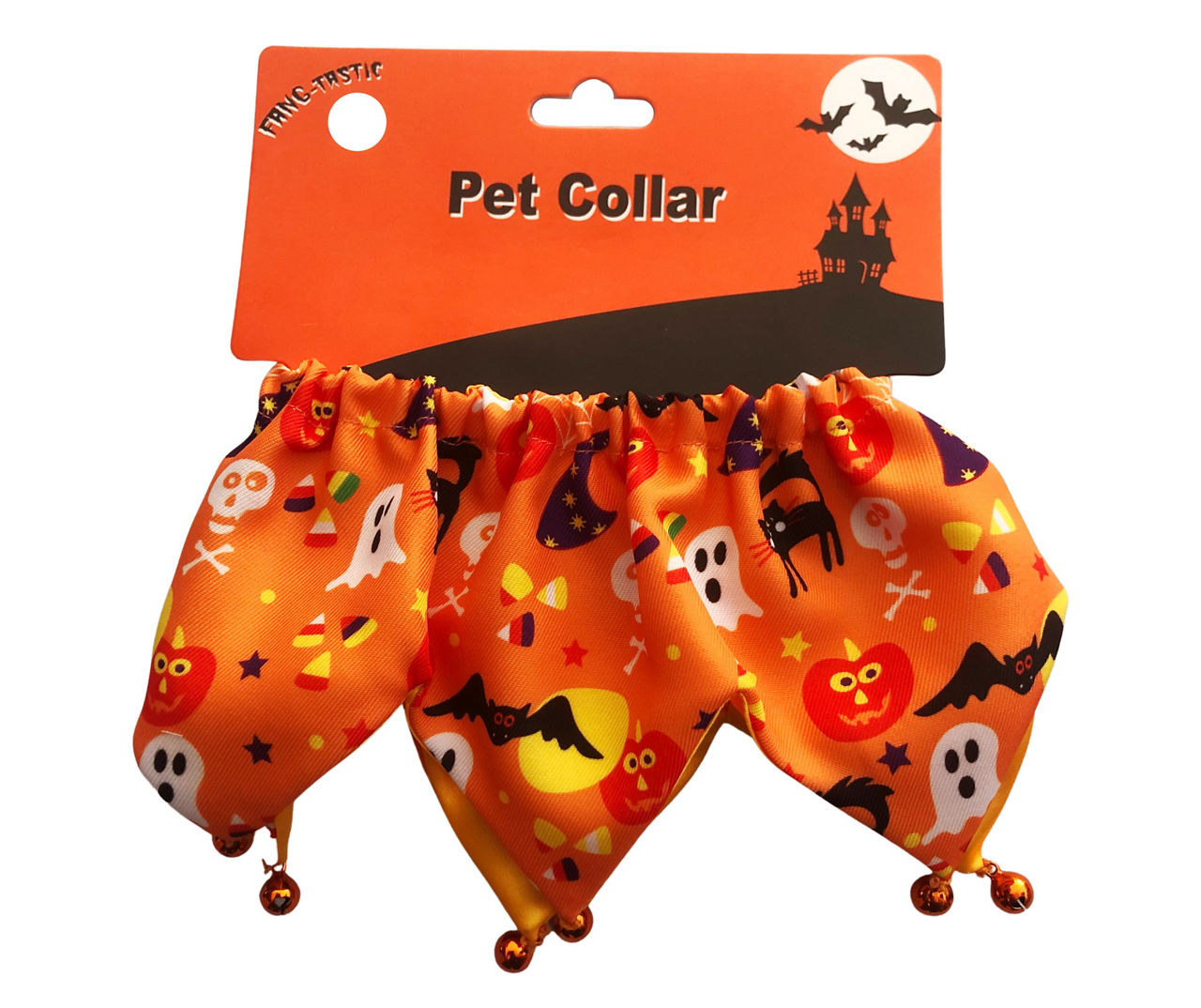 X-Small/Small Orange Halloween Pet Collar With Bells