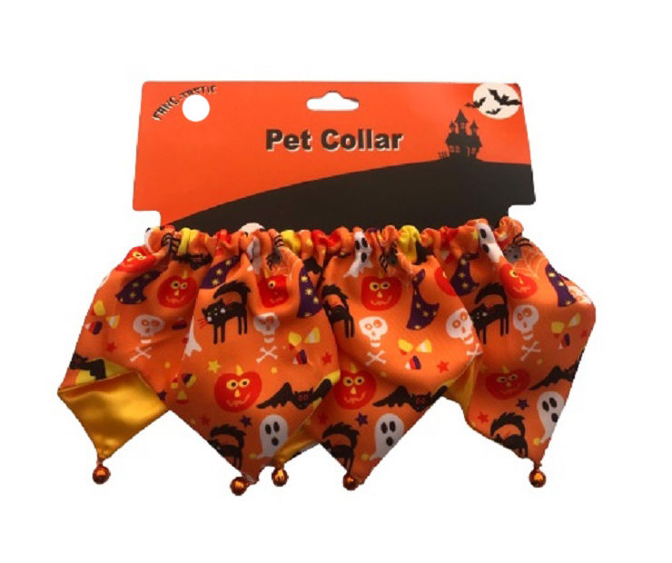 Medium/Large Orange Halloween Pet Collar With Bells