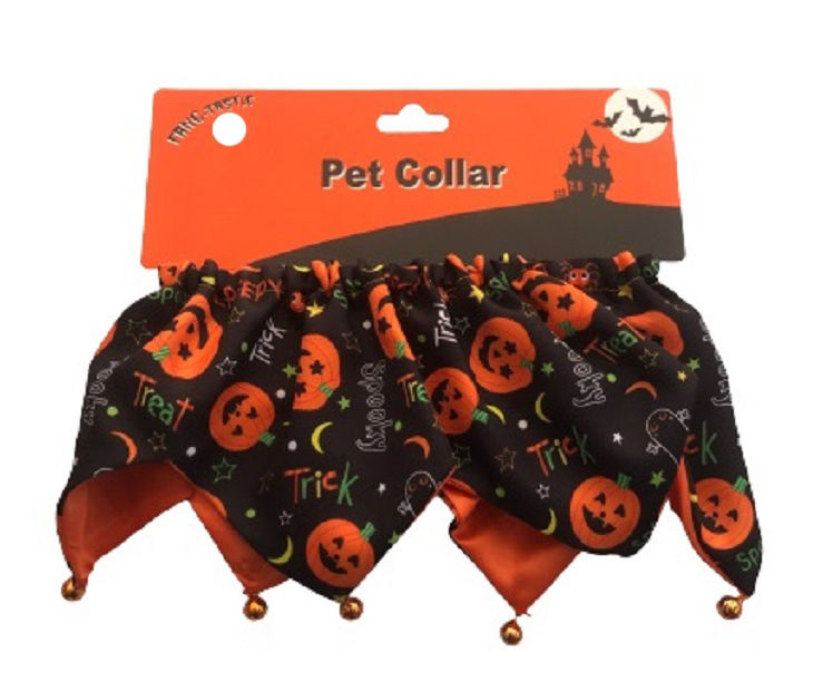 Medium/Large Black Halloween Pet Collar With Bells