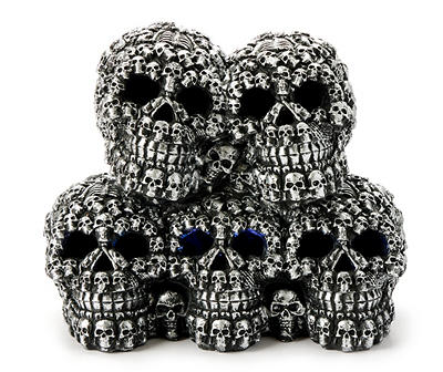 Stacked Silver Skull LED Tabletop Decor