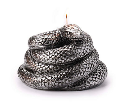 Dark Gray Metallic Snake Candle