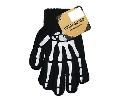 Kids Black Skeleton Gloves