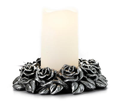 Silver Rose LED Candle Centerpiece