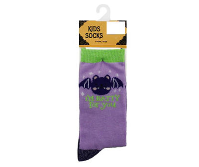 Kid's "I'm Batty For You" Purple Crew Socks