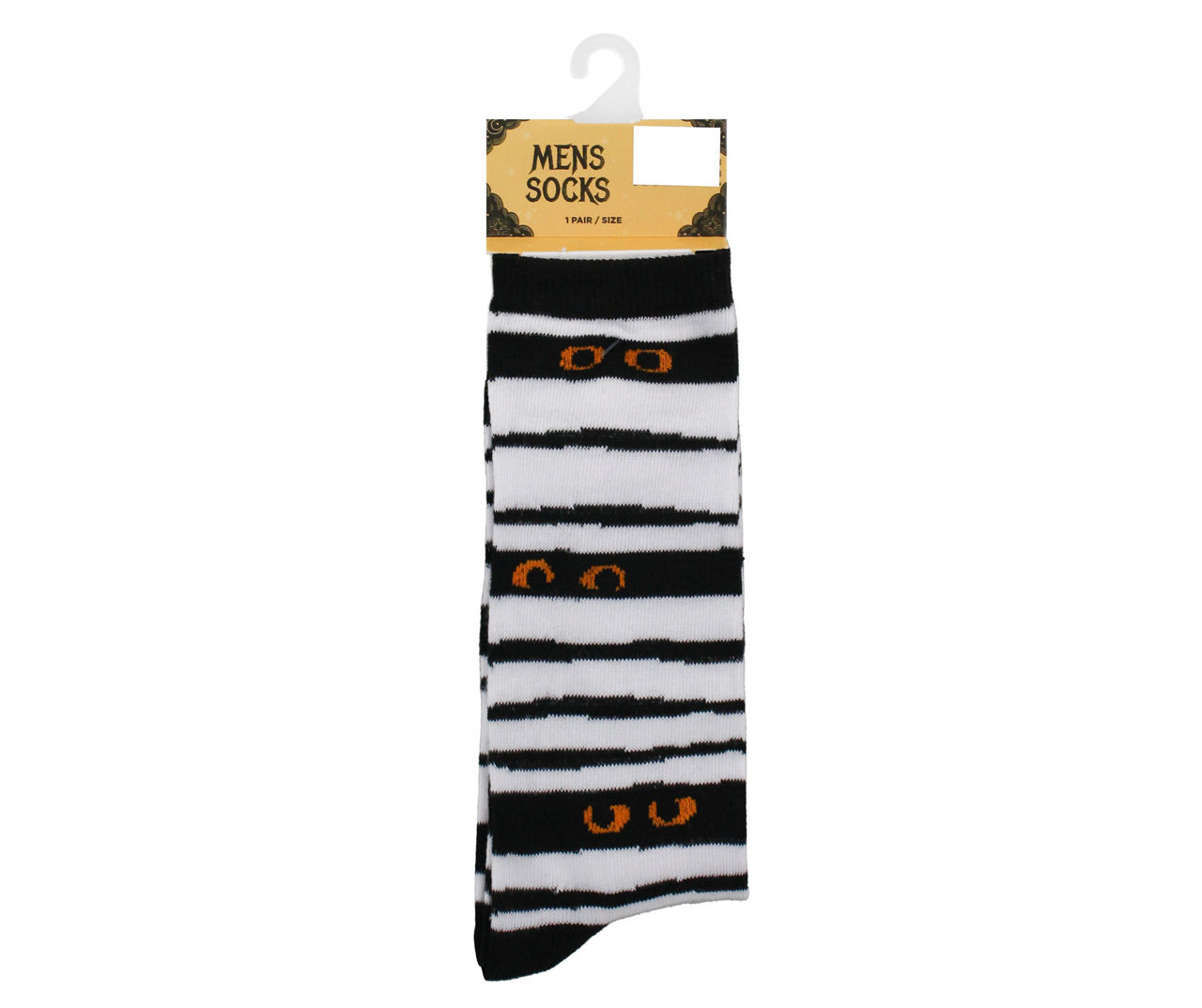 Men's White & Black Mummy Eye Crew Socks
