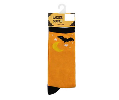Women's Orange Bat Crew Socks