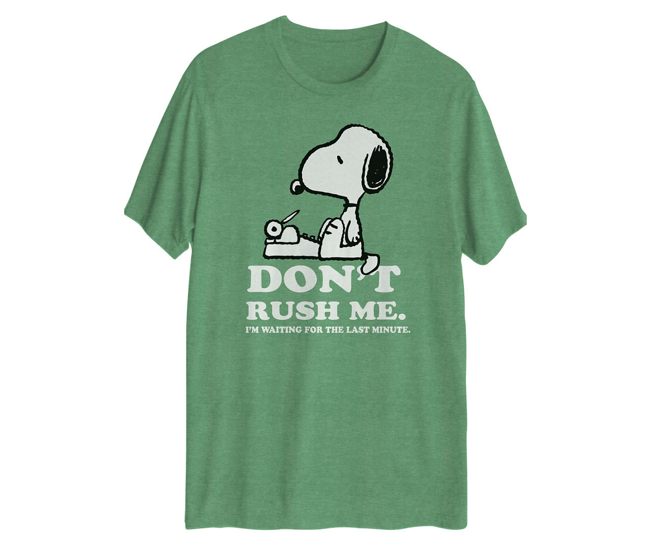 Peanuts Men's Size L "Don't Rush Me" Green Heather Snoopy Graphic Tee