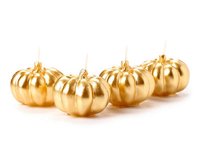 Gold Pumpkin Tealights, 4-Pack