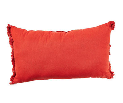 "Fall Is My Favorite Color" Red & White Fringe-Trim Rectangle Throw Pillow