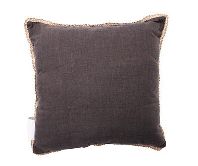 Gray & Beige Pumpkin Lace-Trim Square Throw Pillow