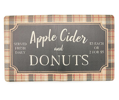 "Apple Cider & Donuts" Tan Plaid Border Cloudstep Comfort Mat
