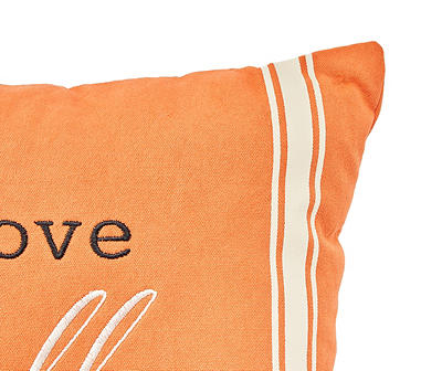 "I Love Fall" Orange & Black Side-Stripe Square Throw Pillow