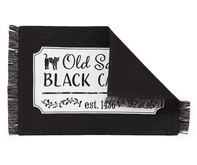 "Black Cat Inn" Black Fringe-Trim Placemat