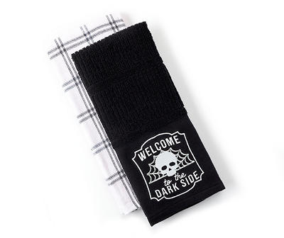 "Welcome to the Dark Side" Black & White 2-Piece Kitchen Towel Set