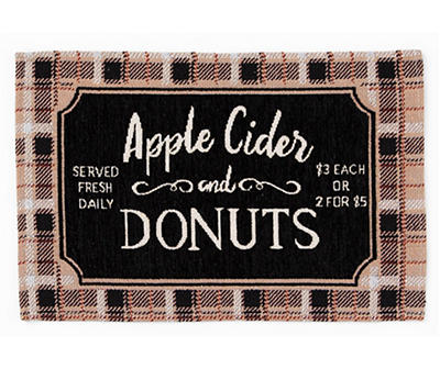 "Apple Cider & Donuts" Taupe & Black Plaid Placemat