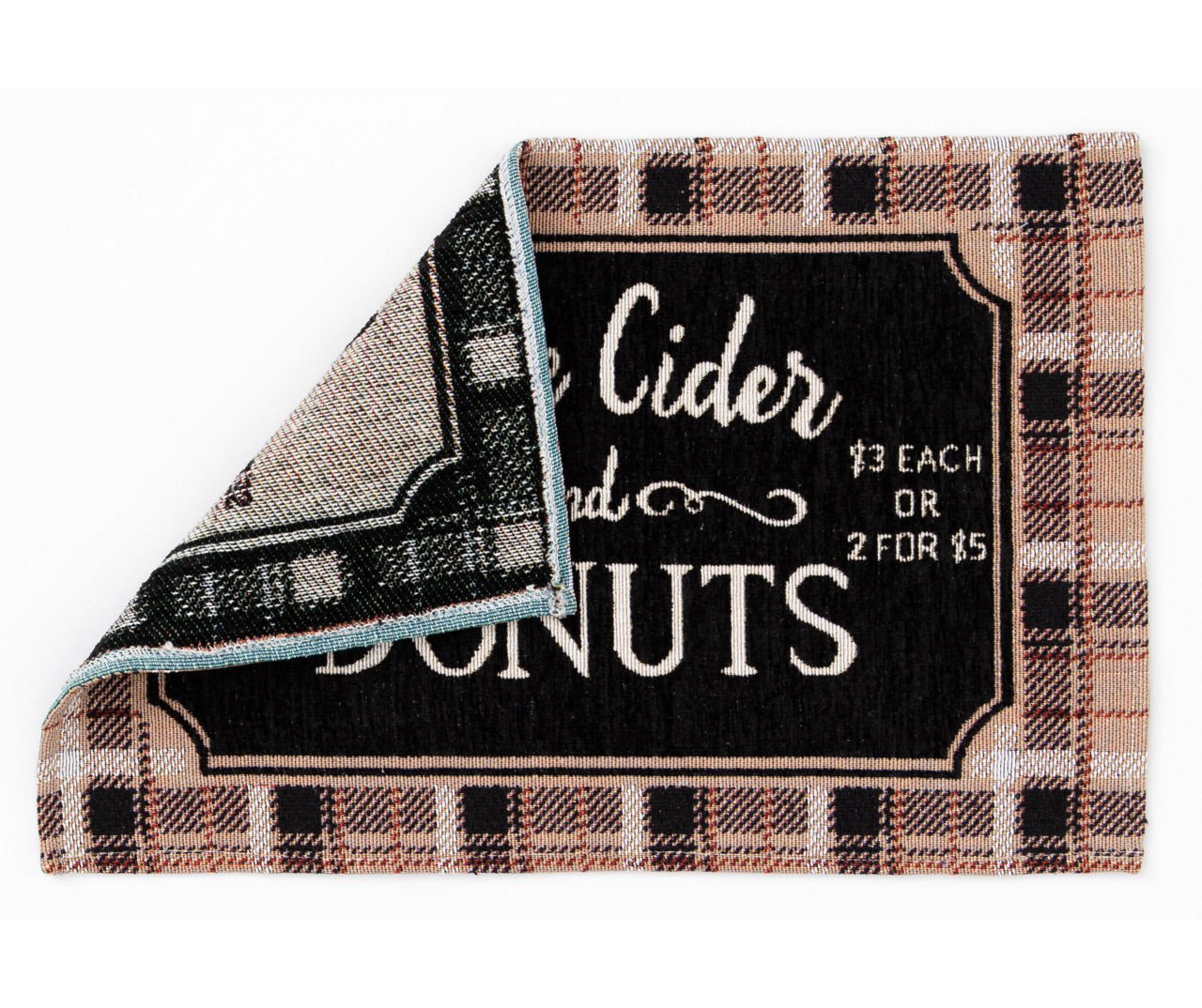 "Apple Cider & Donuts" Taupe & Black Plaid Placemat