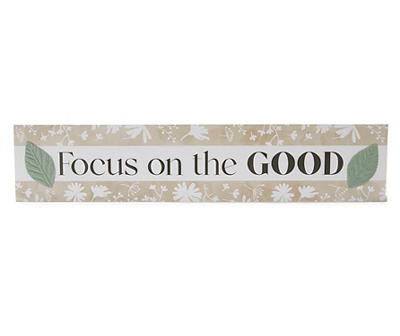 "Focus On the Good" Tan & Green Botanical Wall Plaque